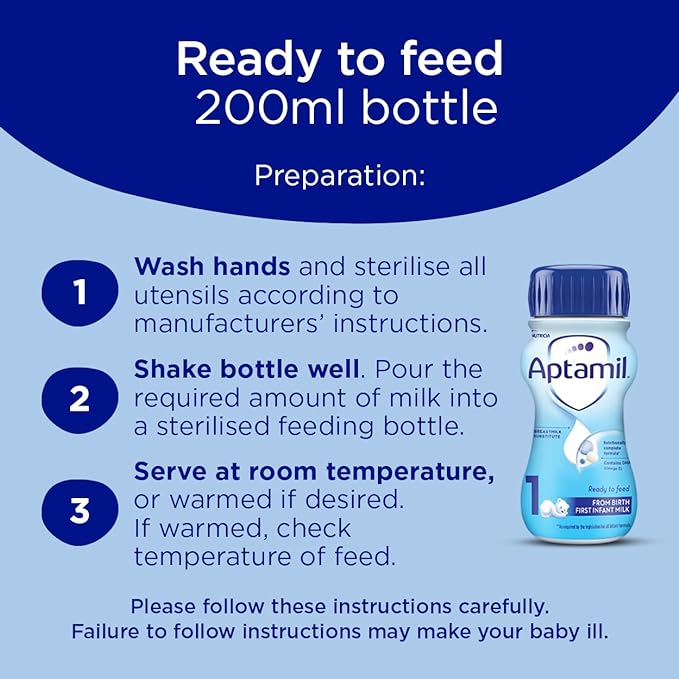 Aptamil 1 First Baby Milk Formula Liquid from Birth (70ml x 24) Baby Feeding