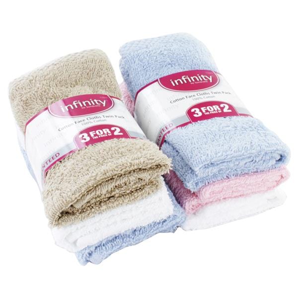Infinity Cotton Face Cloths (3) Bath and Shower