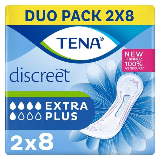 TENA Discreet Extra Plus Incontinence Pads (16) Continence Care