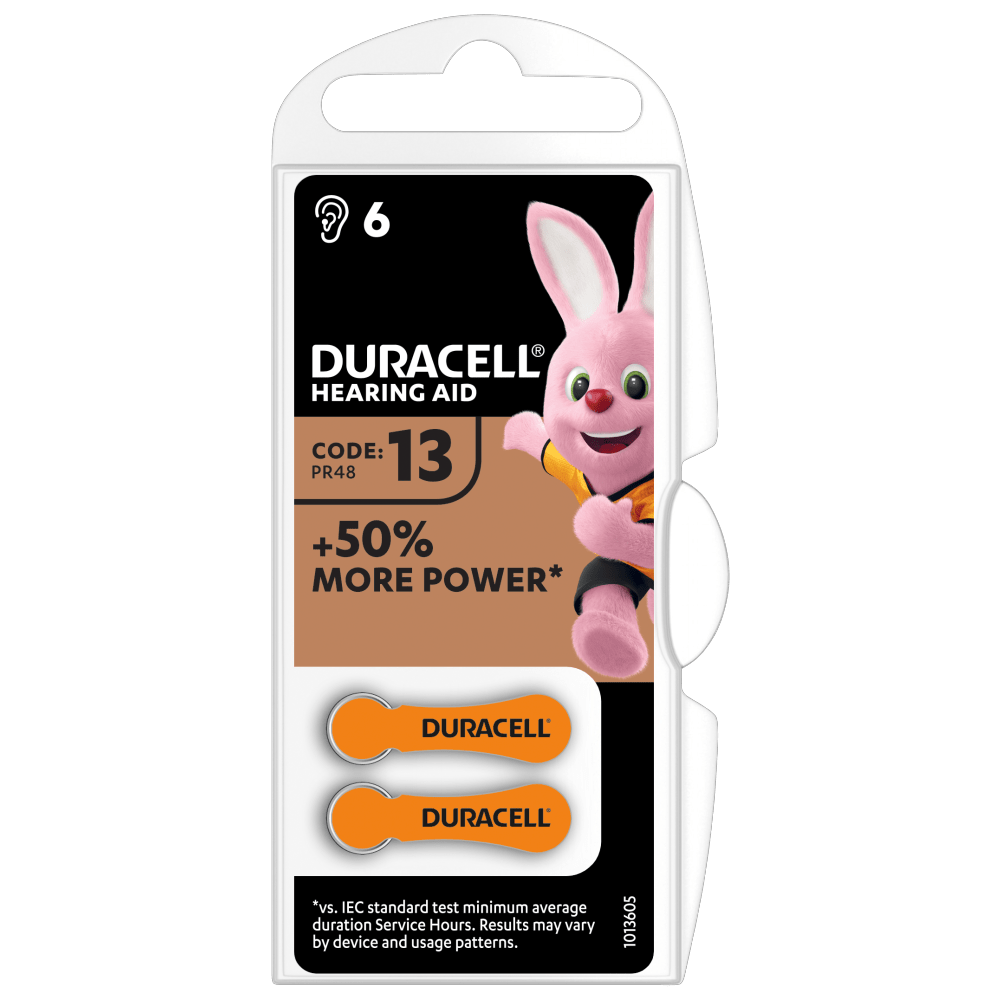 Duracell Hearing Aid Batteries ~ Orange Code 13 (6) Eyes and Ears