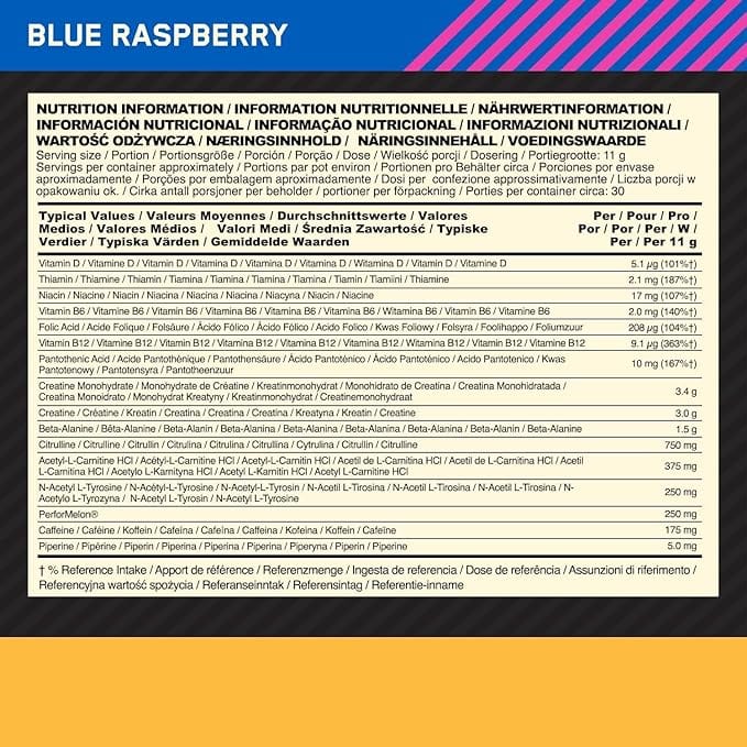 Optimum Nutrition Gold Standard Pre-WorkOut Blue Raspberry (330g) Health Food