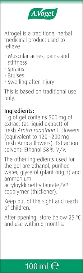 A Vogel Atrogel Arnica Gel (100ml) Herbal Remedies A Vogel - Atrogel Arnica Gel (100ml)