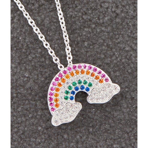 Necklace Colourful Rainbow Silver Plated Pendent Jewellery