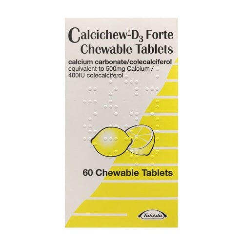 Calcichew D3 Forte 500mg/400IU Chewable Tablets (60) Joints and Bones