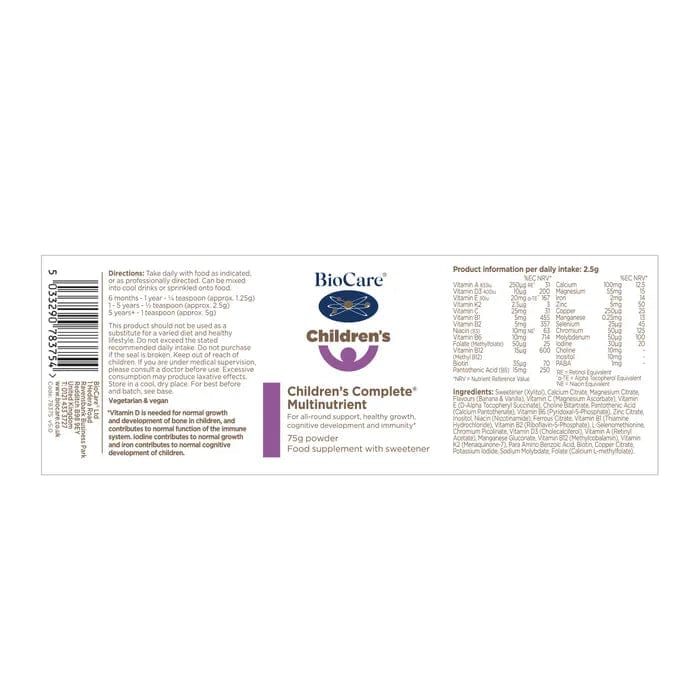 Childrens Complete Multinutrent | Biocare (75g) Multi Vitamins