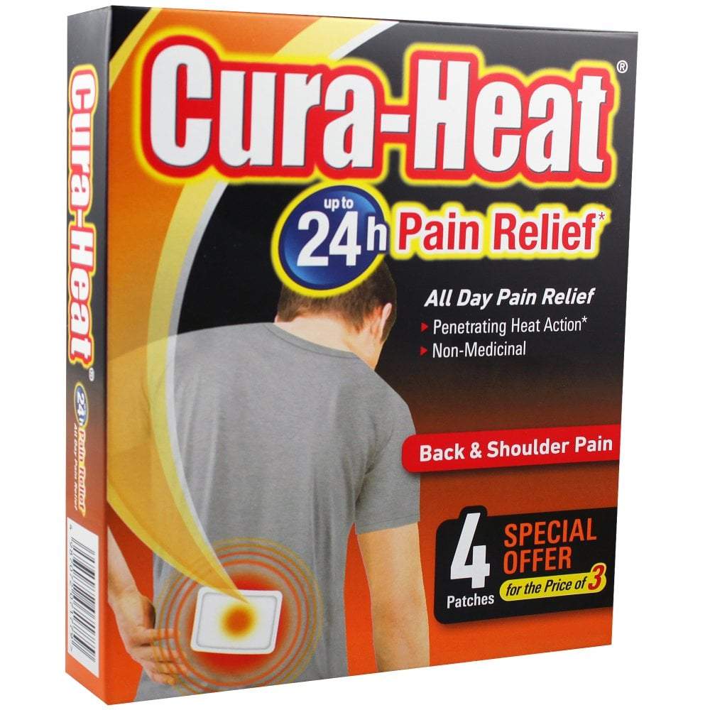 Cura Pain Relief Heat Patches - Back Pain Patch (4) Pain Relief