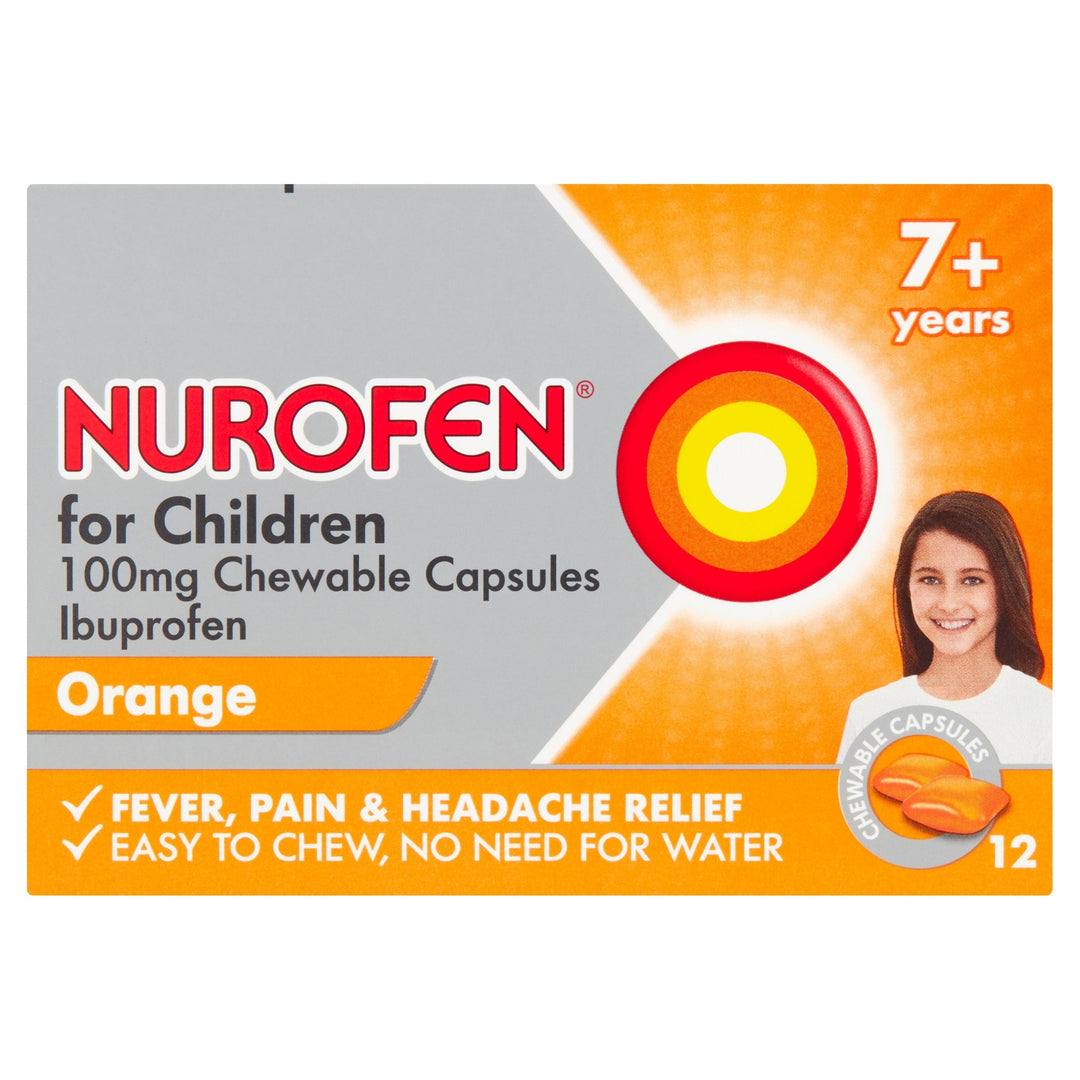Nurofen For Children 7+ 100mg Ibuprofen Soft Chewable Capules (12) Pain Relief PA0979/069/001