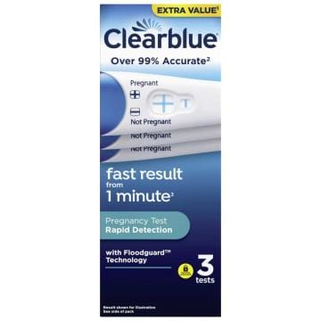 Clearblue Pregnancy Test Rapid Detection 3 Tests Pregnancy Tests Clearblue Pregnancy Test Rapid Detection 3 Tests