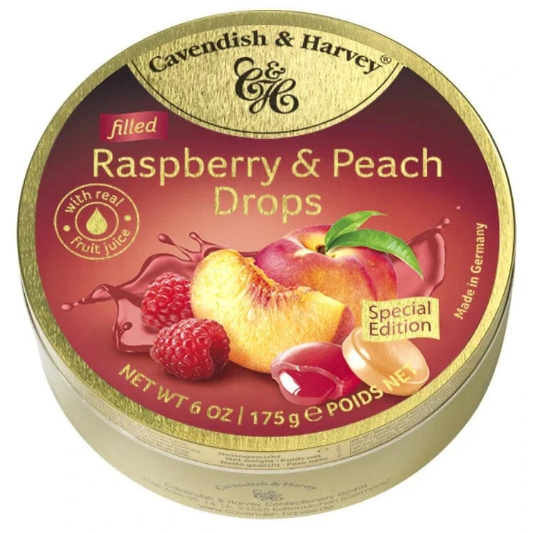 Raspberry & Peach Drops, filled 175g Raspberry & Peach Drops, filled 175g