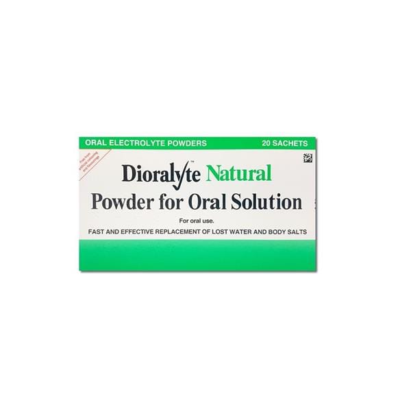 Dioralyte Natural Sachets for fast and effective replacement of lost water & body salts (20) Stomach and Bowels Dioralyte Natural Sachets replacement of lost water & body salts (20)