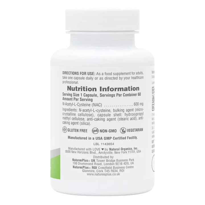 Natures Plus NAC 600mg Capsules 60 Vitamins & Supplements Natures Plus NAC 600mg Capsules 60