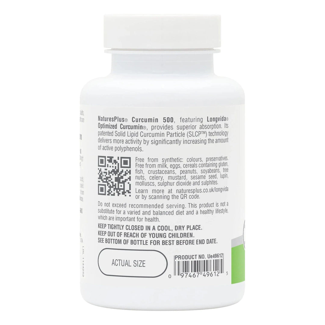 NaturesPlus Pro Longvida Curcumin 500mg 60 Vitamins & Supplements NaturesPlus Pro Longvida Curcumin 500mg 60