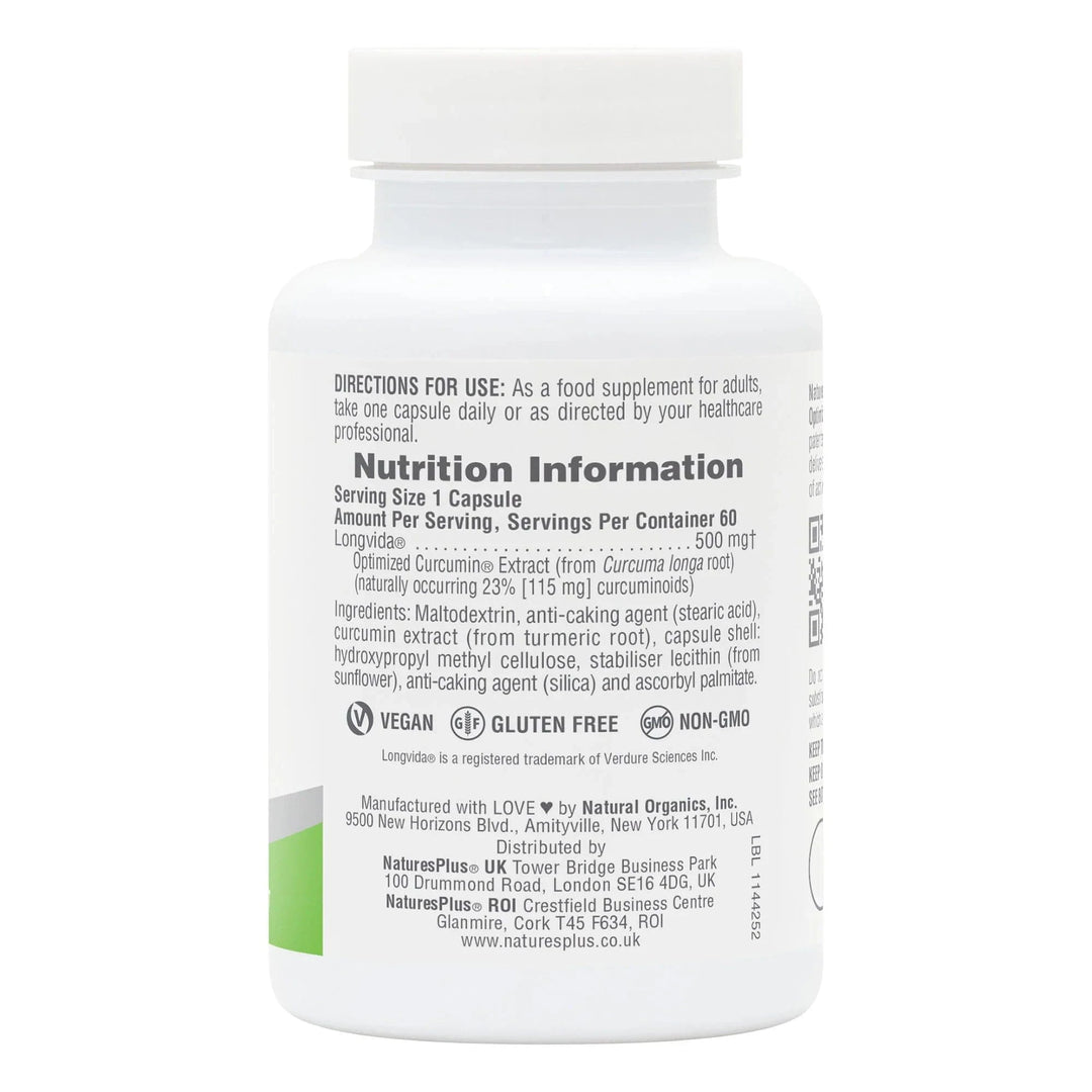NaturesPlus Pro Longvida Curcumin 500mg 60 Vitamins & Supplements NaturesPlus Pro Longvida Curcumin 500mg 60