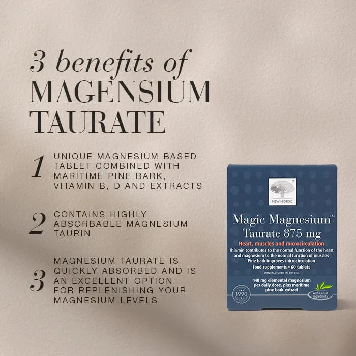 New Nordic Magic Magnesium Taurate 875mg 60s Vitamins & Supplements New Nordic Magic Magnesium Taurate 875mg 60s