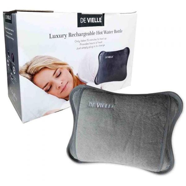 De Vielle Rechargeable Electric Hot Water Bottle in Grey Aid Sleep