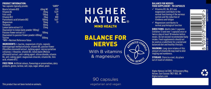 Higher Nature Balance For Nerves 90 Aid Sleep