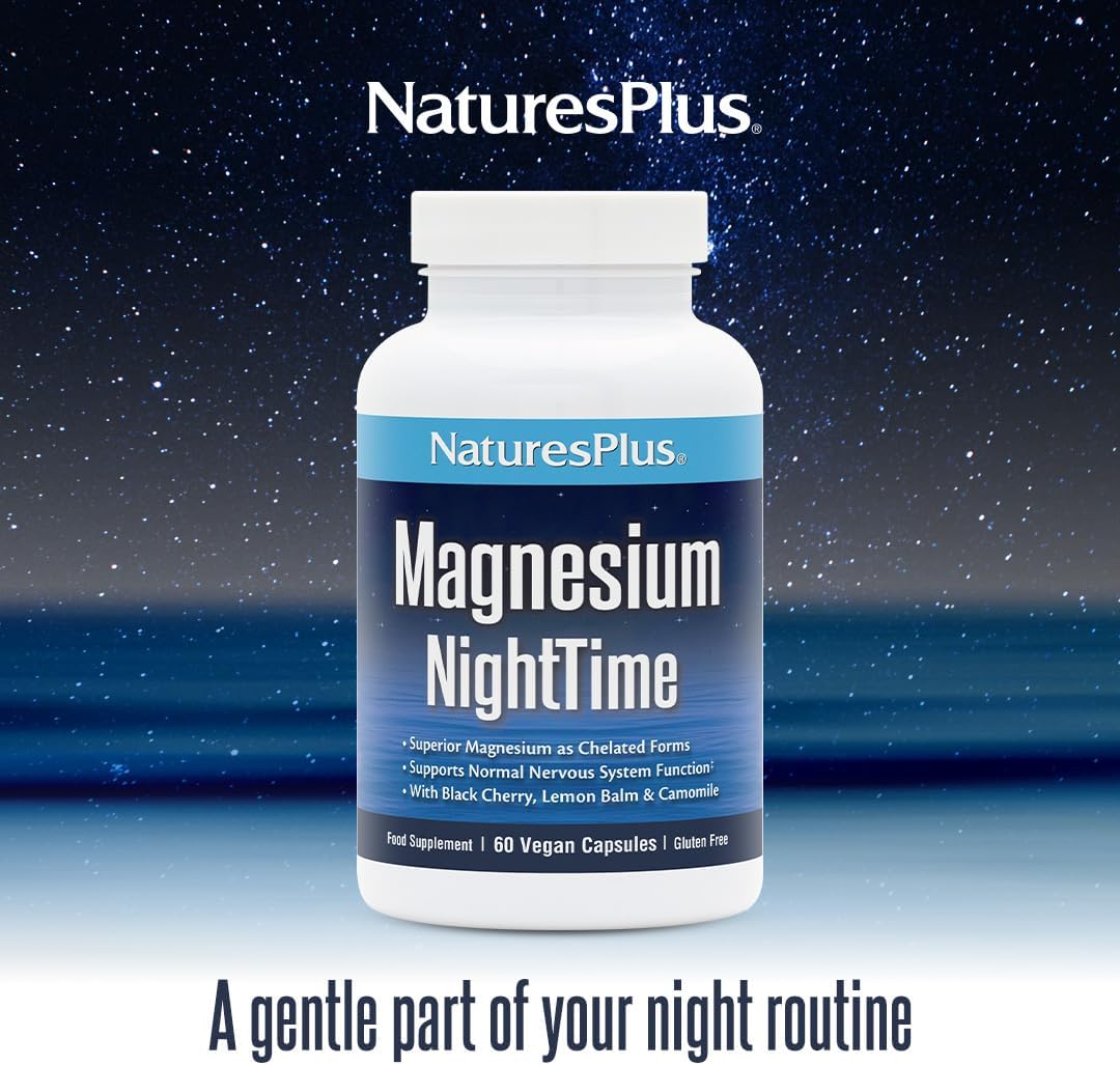 Natures Plus Magnesium NightTime 60 Capsules Aid Sleep Natures Plus Magnesium NightTime 60 Capsules | Sleep &amp; Relaxation Support Ireland