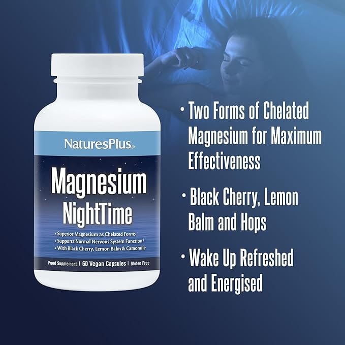 Natures Plus Magnesium NightTime 60 Capsules Aid Sleep Natures Plus Magnesium NightTime 60 Capsules | Sleep &amp; Relaxation Support Ireland
