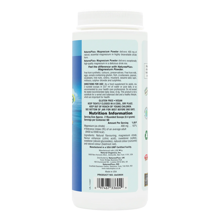 Natures Plus Magnesium Powder Orange 504g Aid Sleep Natures Plus Magnesium Powder Orange 504g | 400mg Magnesium Ireland