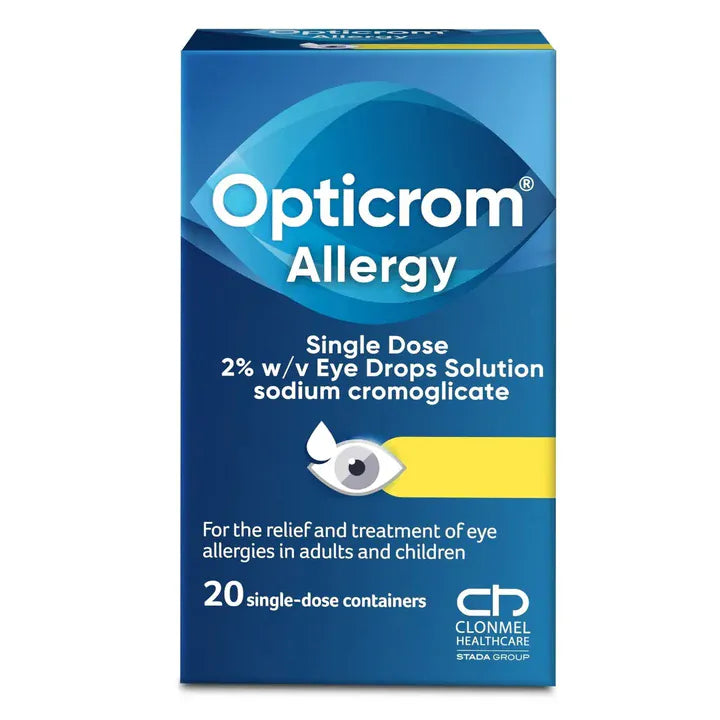 Opticrom Allergy 2% Sodium Cromoglicate Single Dose Eye Drops (20) Allergy and Hayfever Opticrom Allergy 2% Sodium Cromoglicate Single Dose Eye Drops (20)