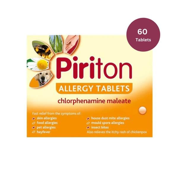 Piriton Chlorphenamine Allergy Relief Tablets 60 Allergy and Hayfever Piriton Chlorphenamine Allergy Relief Tablets 60 | Hayfever Relief