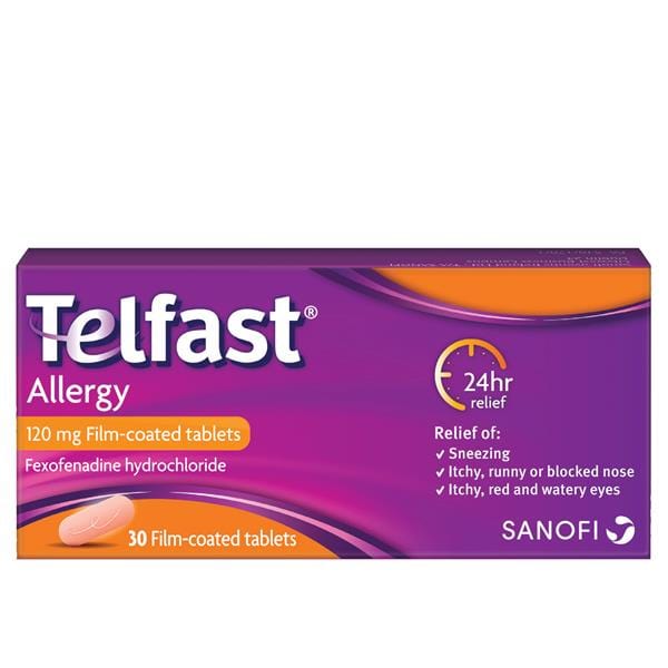 Telfast Allergy 120mg Antihistamine Tablets 30 Allergy and Hayfever