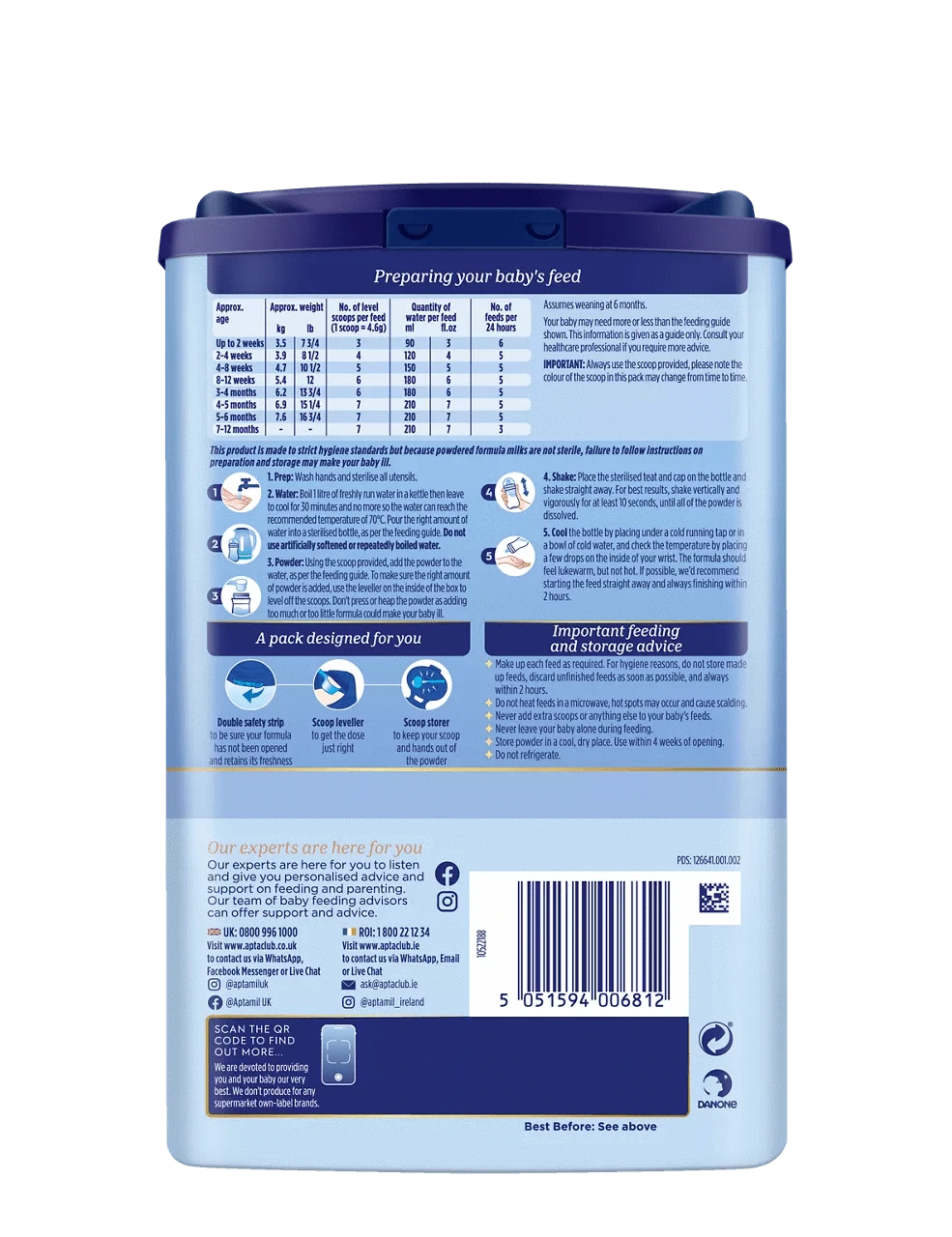 Aptamil 1 First Baby Milk Formula Powder from Birth 800g Baby Feeding Aptamil 1 First Baby Milk Formula Powder from Birth 800g