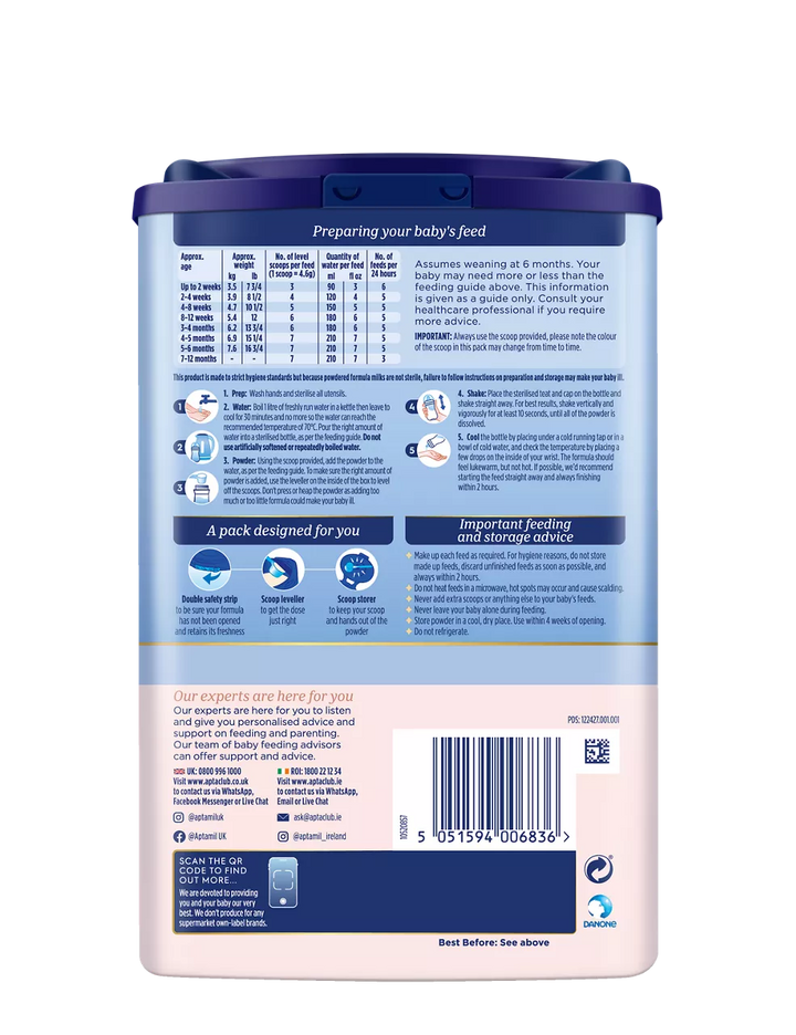 Aptamil Hungry First Baby Milk Formula Powder from Birth 800g Baby Feeding Aptamil Hungry First Baby Milk Formula Powder from Birth 800g