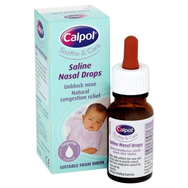 Calpol Saline Nasal Drops for Natural Congestion Relief (10ml) Baby Health