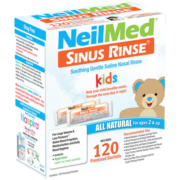 NeilMed Sinus Rinse Kids Kit All Natural Relief 120 Baby Health NeilMed Sinus Rinse Kids Kit 120 Sachets | Nasal Care for Children