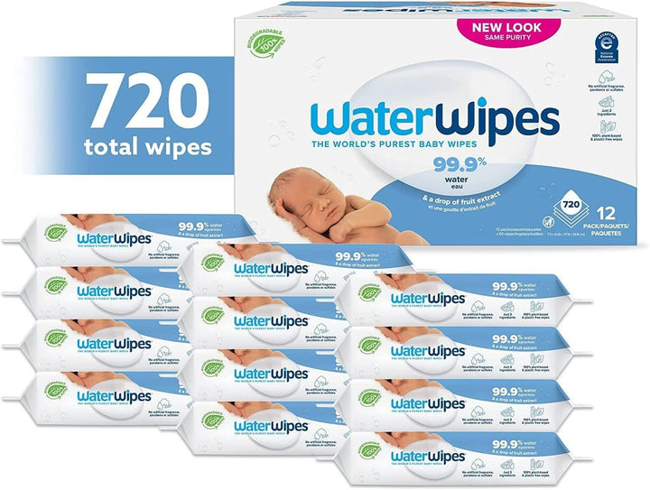 Water Wipes 60 pack x 12 (720 wipes) Baby Skincare