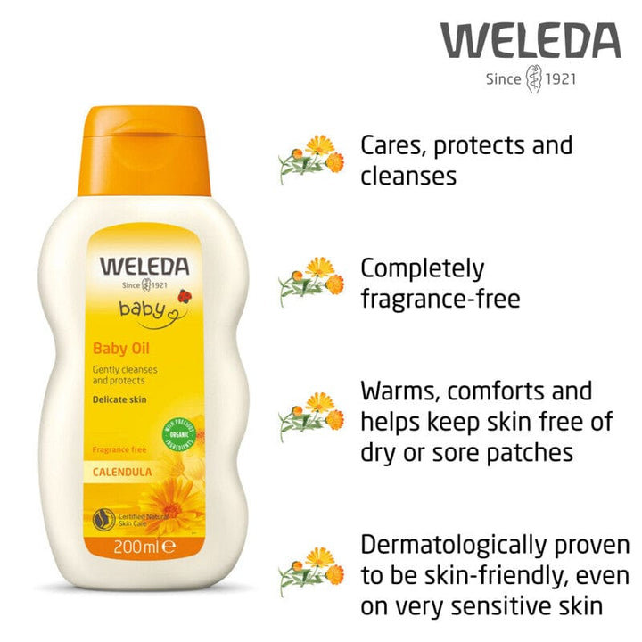 Weleda Baby Calendula Baby Oil - Fragrance Free (200ml) Baby Skincare