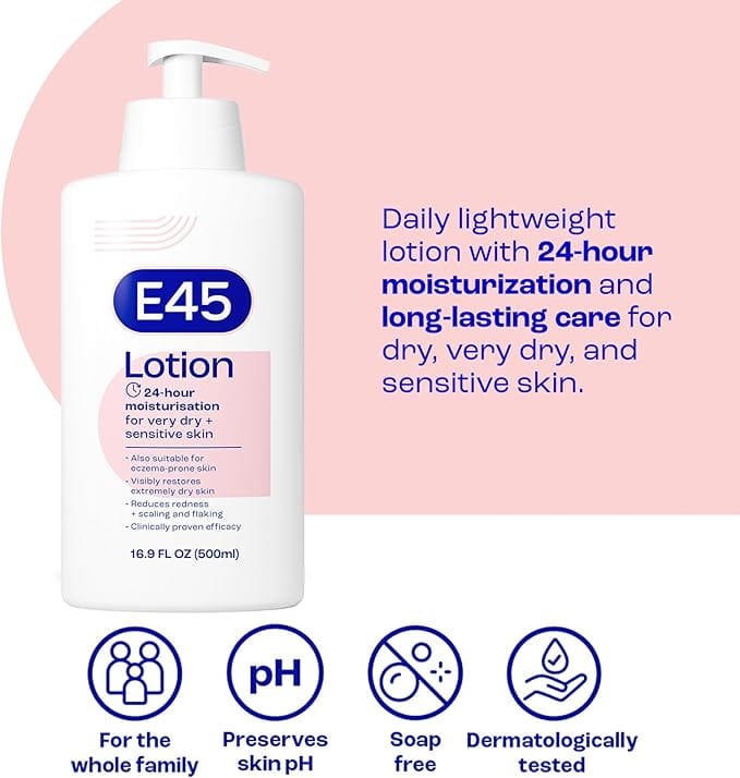 E45 Moisturising Lotion Pump Dispenser 500ml Body E45 Moisturising Lotion Pump Dispenser 500ml | Dry Skin Moisturiser Ireland