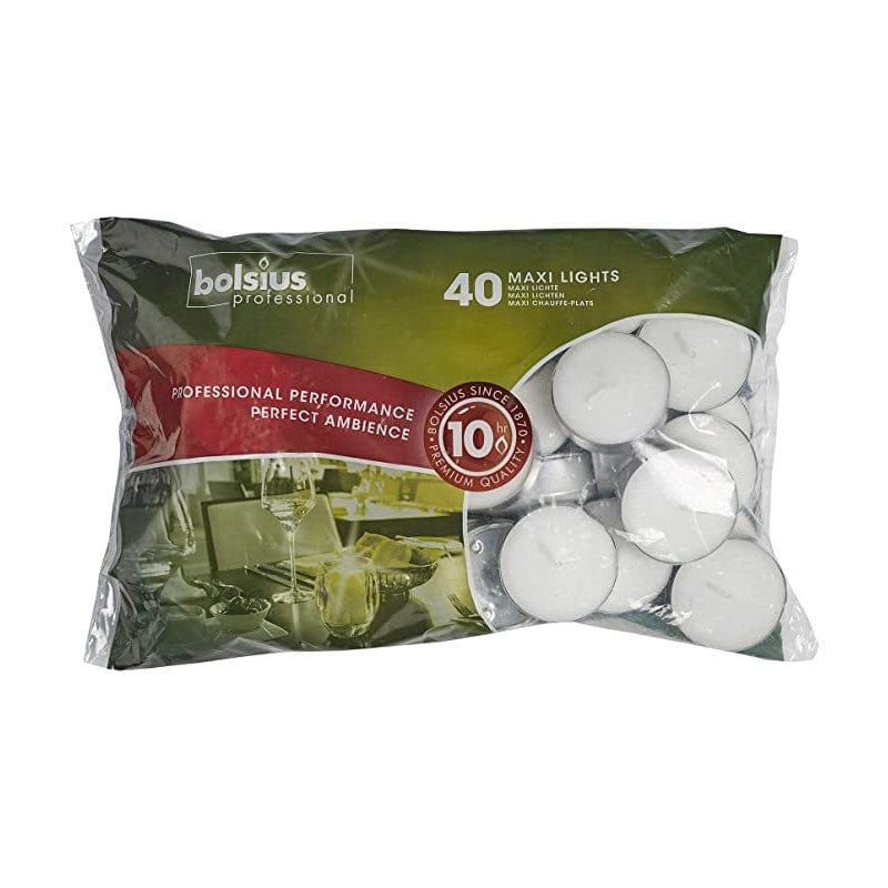 Tea Maxi Lights Bolsius Candles 10 Hours Burn Time (40) Candles