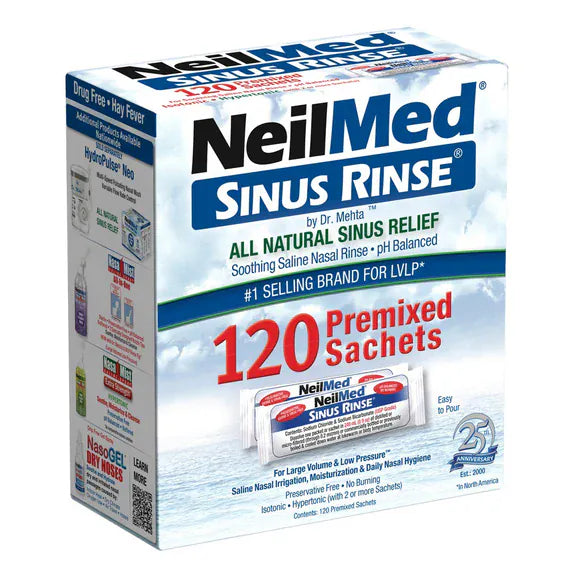 NeilMed All Natural Sinus Rinse Premixed Sachets 120 Cold and Flu NeilMed Sinus Rinse Sachets 120 | Saline Nasal Irrigation