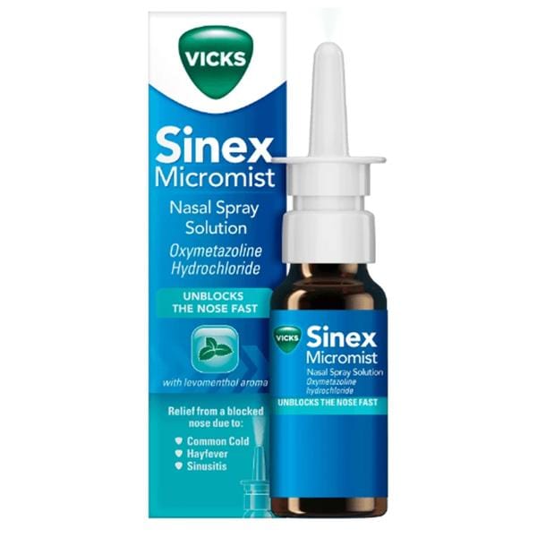 Vicks - Sinex Decongestant Micromist Nasal Spray 0.05% Oxymetazoline (15ml) Cold and Flu PA0441/024/003