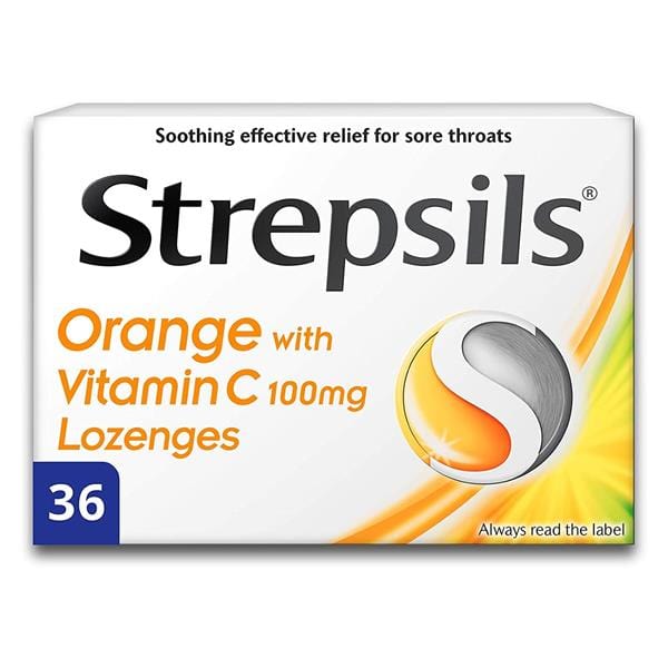 Strepsils Orange with Vitamin C  Lozenges (36) Cough PA0979/039/001