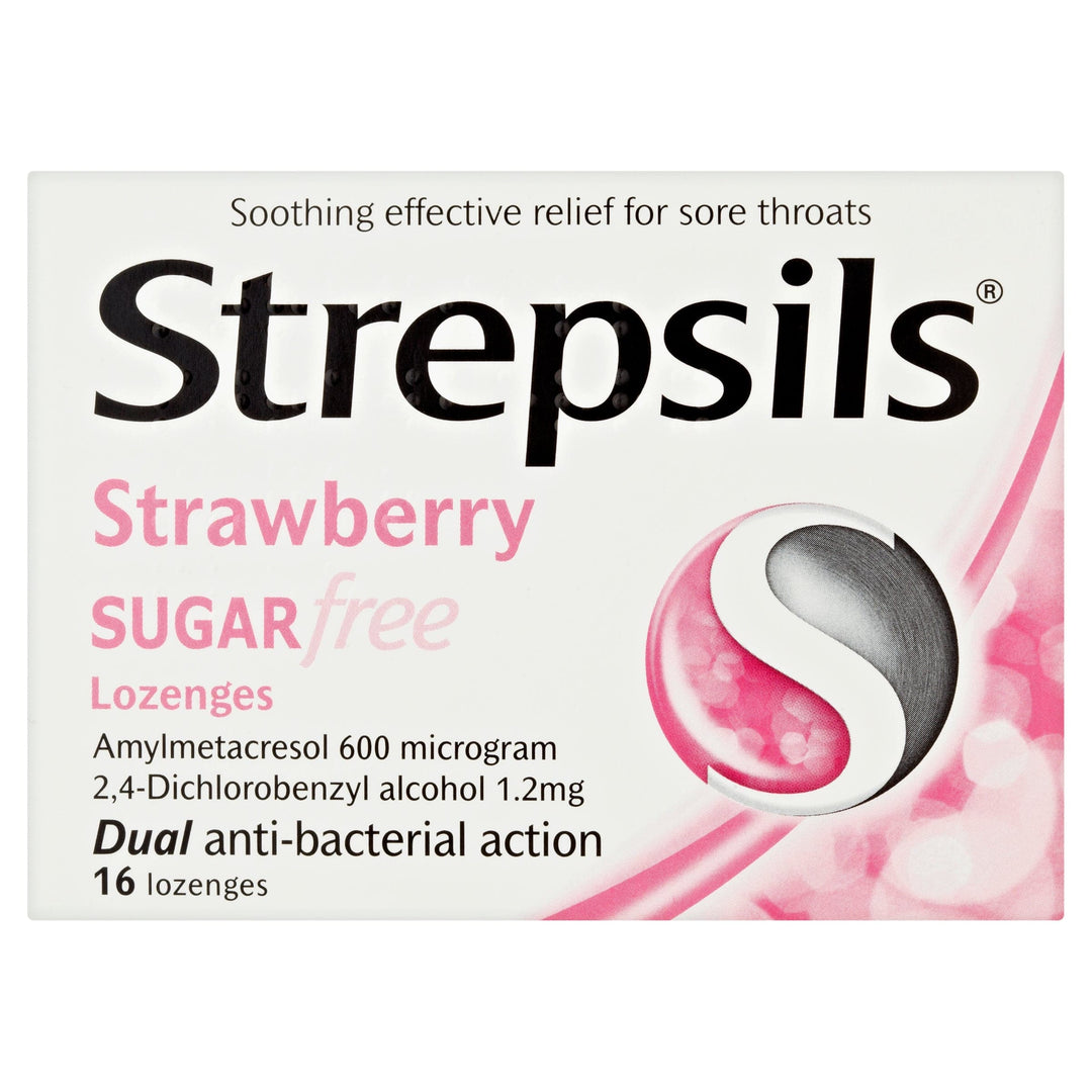 Strepsils -  Strawberry Sugar Free  Lozenges (16) Cough PA0979/038/003