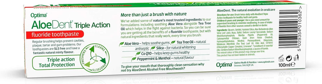 Aloe Dent Aloe Vera Triple Action Flouride Toothpaste 100ml Dental