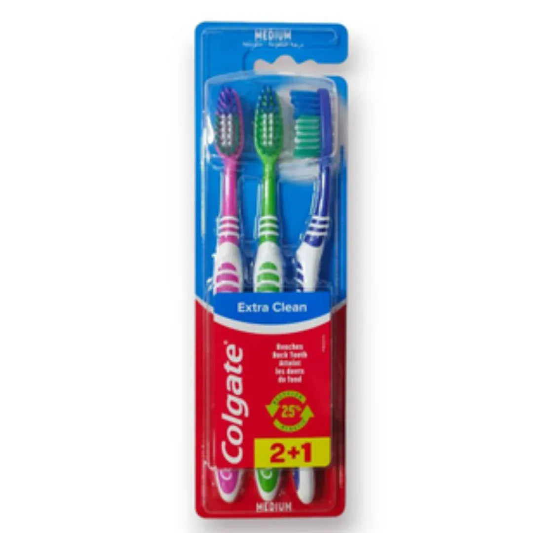 Colgate Toothbrush Extra clean 3 pack  (Medium) Dental Colgate Toothbrush Extra clean 3 pack  (Medium)