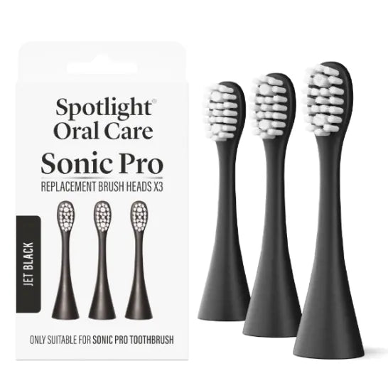 Spotlight Sonic Pro Toothbrush Replacement Heads x 3 · Jet Black Dental Sonic Pro Toothbrush Replacement Heads Jet Black | Lir Pharmacy