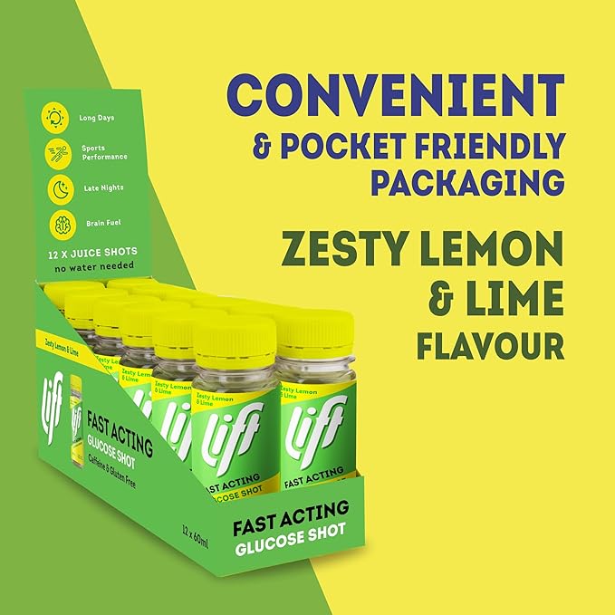 Lift Glucose Fast Acting Shot - Zesty Lemon Lime 12 x 60ml Diabetes Care Lift Glucose Shots Lemon Lime 12 x 60ml | Fast Acting Glucose