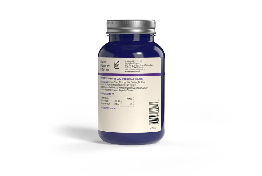 AYA Magnesium Citrate 250mg 30 Tablets Energy and Wellbeing AYA Magnesium Citrate 250mg 30 Tablets | Muscle &amp; Energy Support Ireland