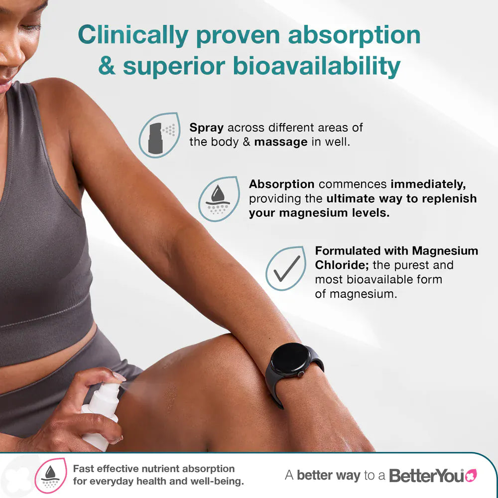 BetterYou Magnesium Oil Body Spray 100 ml Energy and Wellbeing BetterYou Magnesium Oil Spray 100ml | Magnesium Body Spray