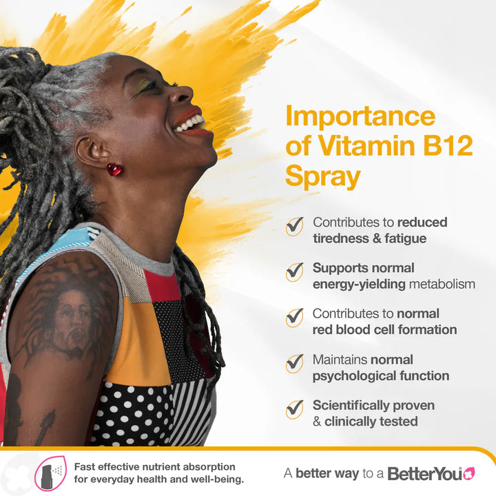 BetterYou Vitamin B12 Oral Spray 25 ml Energy and Wellbeing BetterYou Vitamin B12 Spray 25ml | High Strength B12