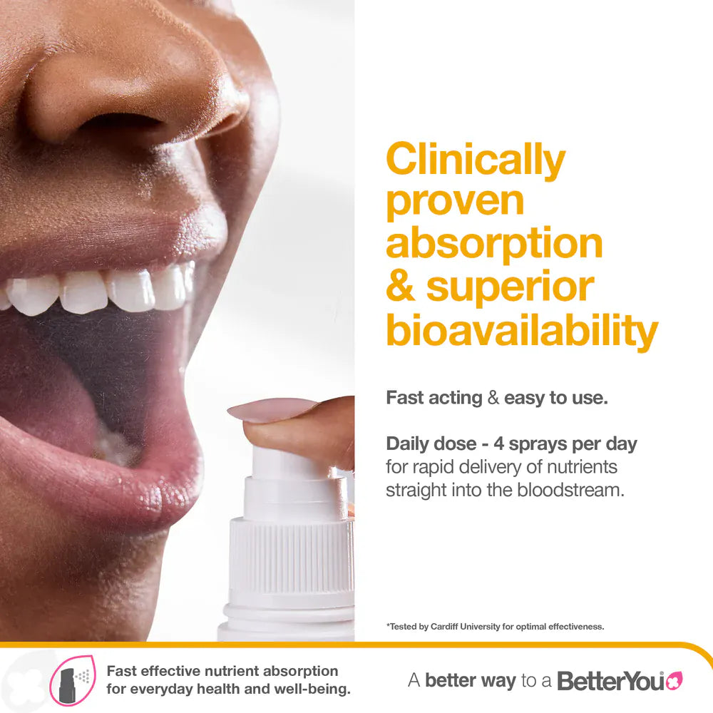 BetterYou Vitamin B12 Oral Spray 25 ml Energy and Wellbeing BetterYou Vitamin B12 Spray 25ml | High Strength B12