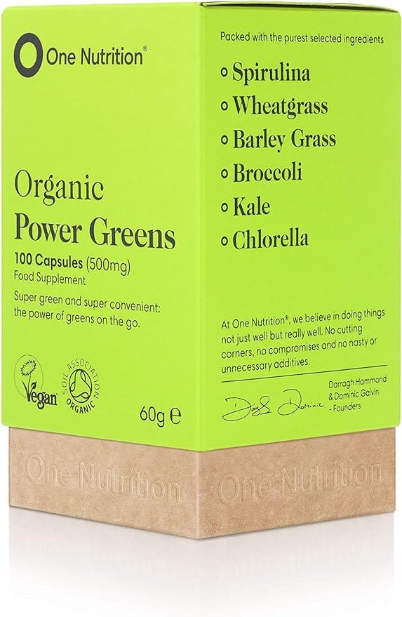 One Nutrition Premium Power Greens (100 Capsules) Energy and Wellbeing