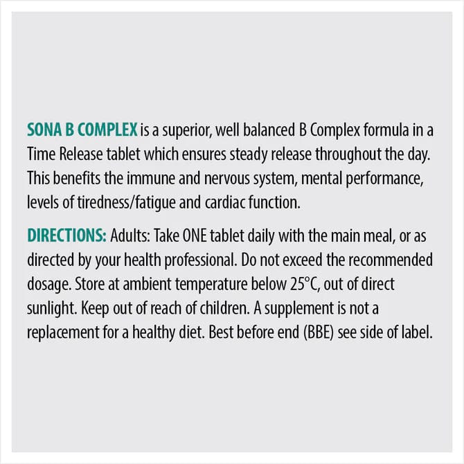 Sona B Complex - Vitamin B Time Release (30) Energy and Wellbeing