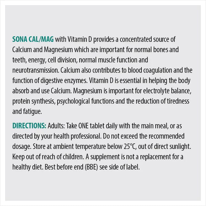 Sona Calcium & Magnesium Tablets (60) Energy and Wellbeing