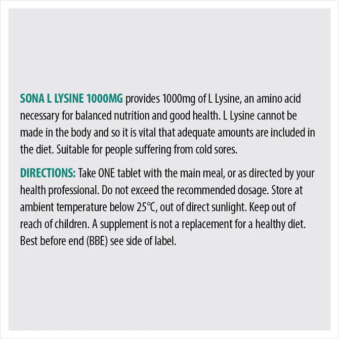 Sona L Lysine 1000mg (45) Energy and Wellbeing